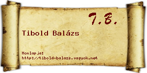 Tibold Balázs névjegykártya