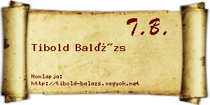 Tibold Balázs névjegykártya